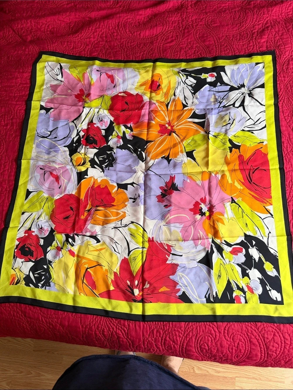 Floral Print Scarf in Pink & Yellow Like New